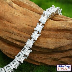 Elite New Genuine White Topaz,14k White Gold-Filled Tennis Bracelet